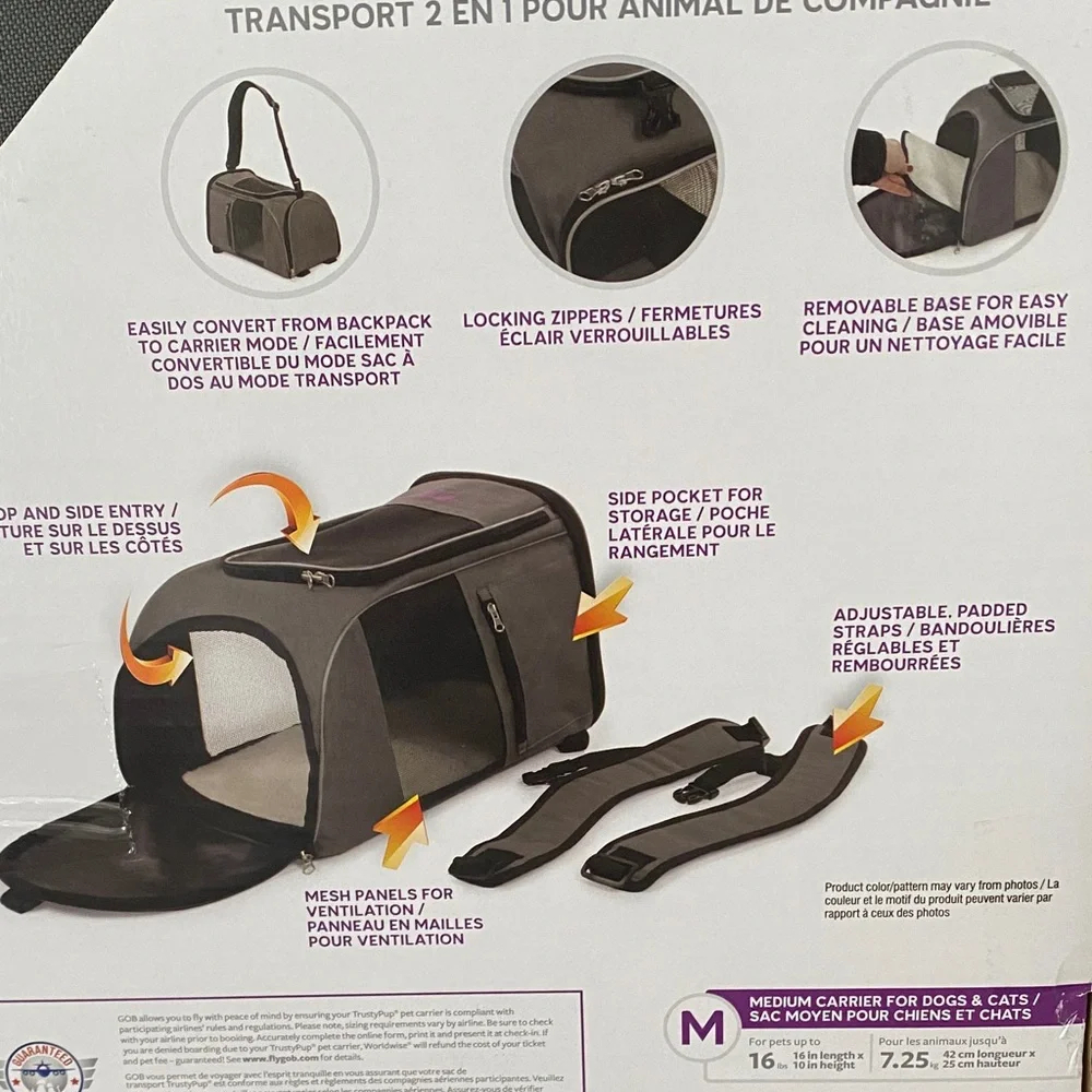 TRusty Black and Gray Pet Travel Backpack